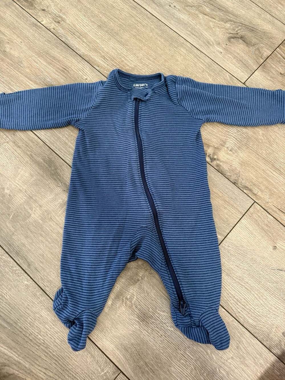 Carter's Just One You Blue Striped Zip-Up Footie Sleeper 3M
